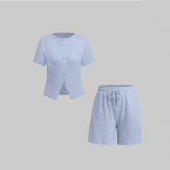 2025 夏の新スタイル AliExpress Amazon ヨーロッパとアメリカの国境を越えた供給セクシーなスリム半袖ショーツスーツ女性用