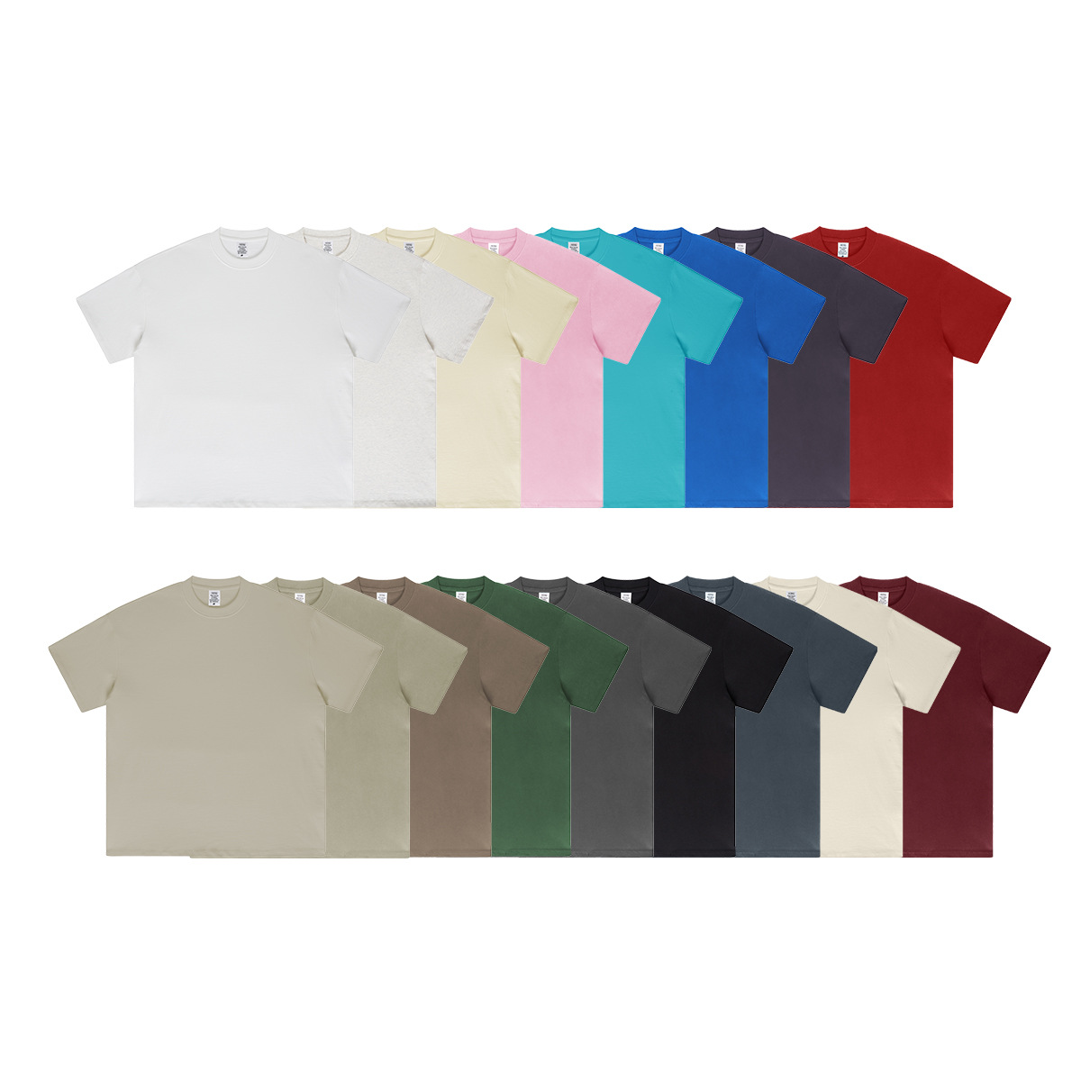 2025 Bajia mismo estilo 425g camiseta de algodón pesado suelto adolescente de manga corta de la marca de moda de verano camiseta de manga corta hombres y mujeres
