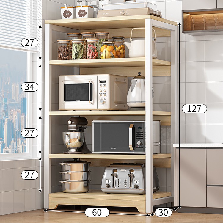 Estante de almacenamiento de cocina piso del hogar horno de microondas de múltiples capas estante simple multifuncional estante de almacenamiento