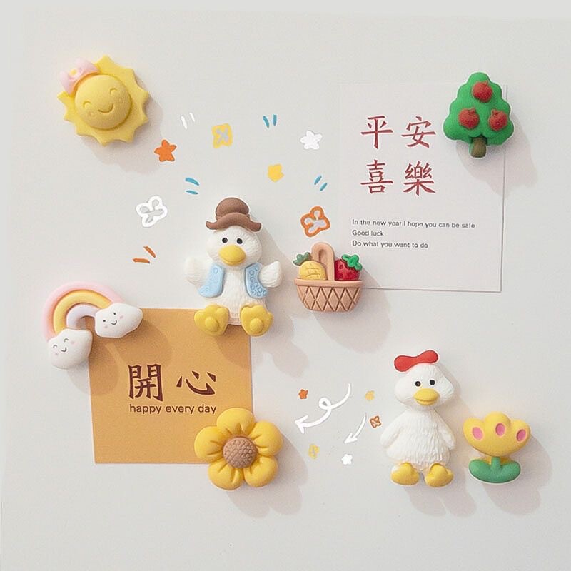 Mini Duck Fridge Magnet Strong Magnetic Sticker Creative Magnet 3D Compact Decoration Couple Magnetic Accessory