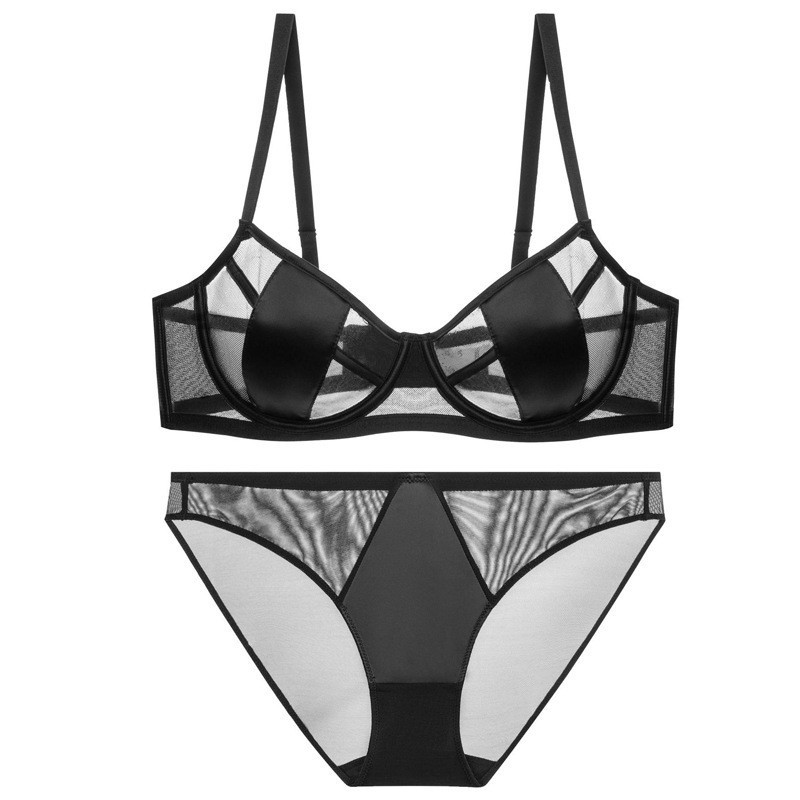 French Pure Desire Sexy Underwear Set Ultra-thin Large Bust Slimming Underwire Bra