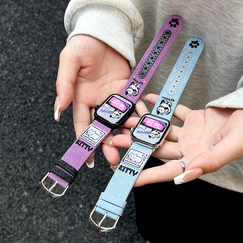 Suitable for vivowatchgt strap Denim embroidery watch3 watch strap women's watch vivo watch2 autumn and winter