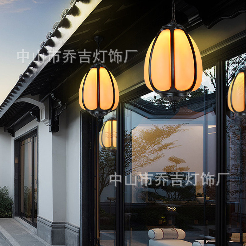 Chinese-Style Outdoor Waterproof Pumpkin Pendant Light for Sunroom, Gazebo, Courtyard, Balcony, Corridor, Villa Entrance Lighting Chinese-Style Outdoor Waterproof Pumpkin Pendant Light for Sunroom, Gazebo, Courtyard, Balcony, Corridor, Villa Entrance Lighting