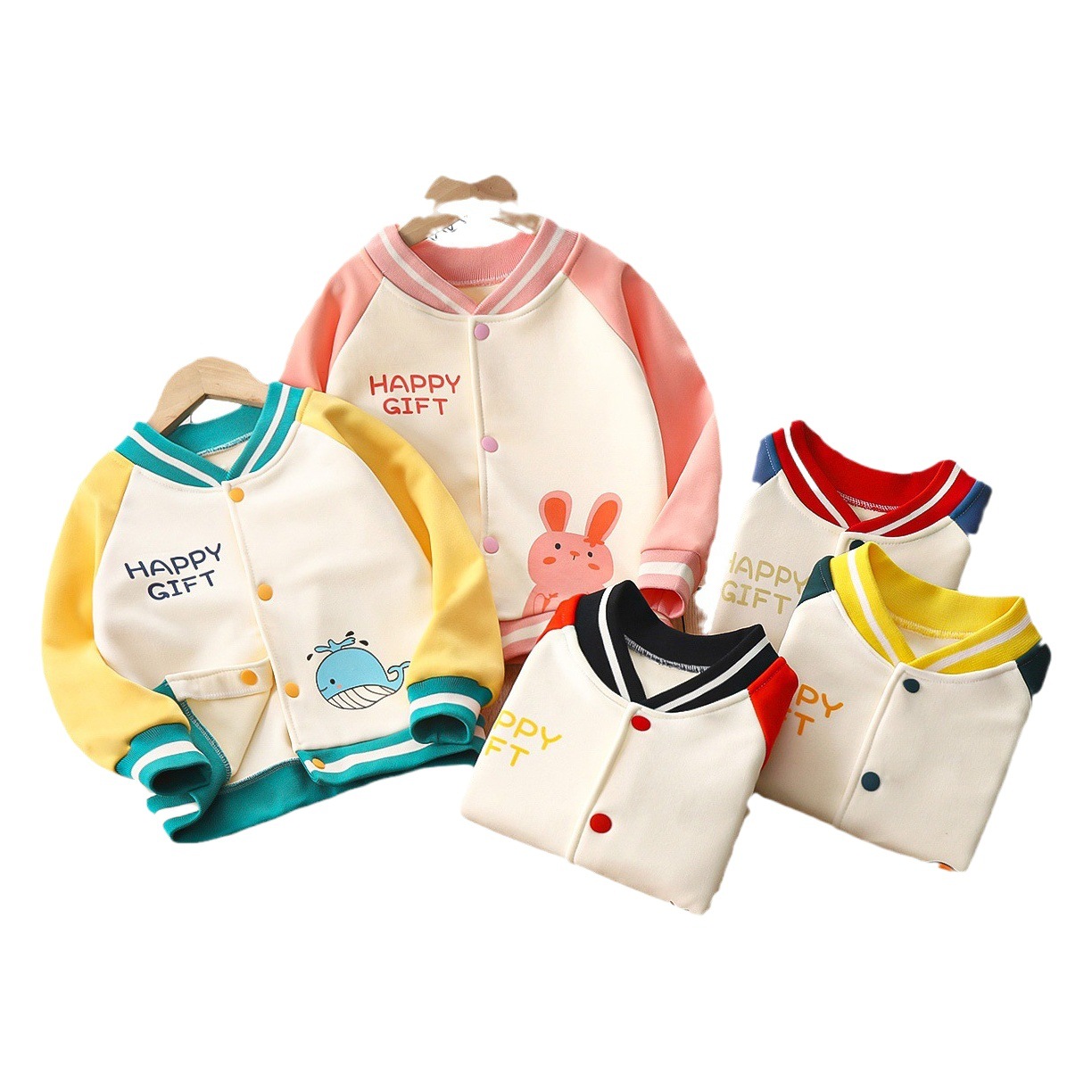 Nuevos niños forrado de lana cardigan niños y niñas abrigo deportes al aire libre suéter coreano béisbol uniforme fábrica al por mayor image 1