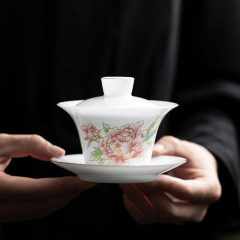 氷種玉磁器三才蓋羊脂玉工夫茶器純白泡茶器大サイズ家庭用リビングビジネスプレゼント