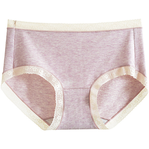 60-count Xinjiang long-staple cotton mid-waist lace underwear for women pure cotton crotch antibacterial breathable women's cotton briefs wholesale
