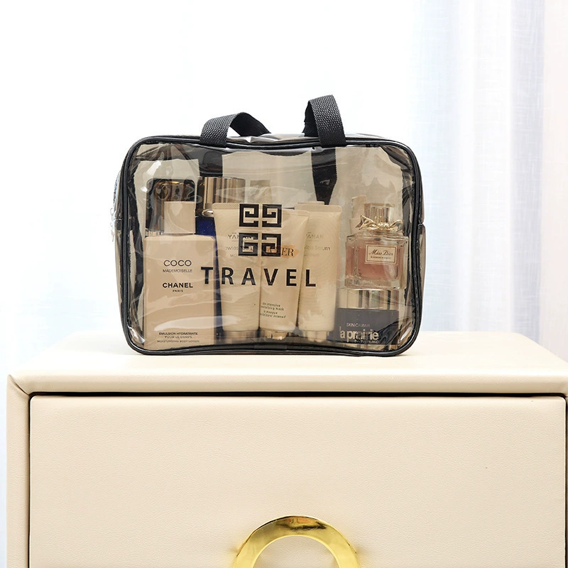 Transparent waterproof storage system, handheld cosmetic bag, set, 3 piece set