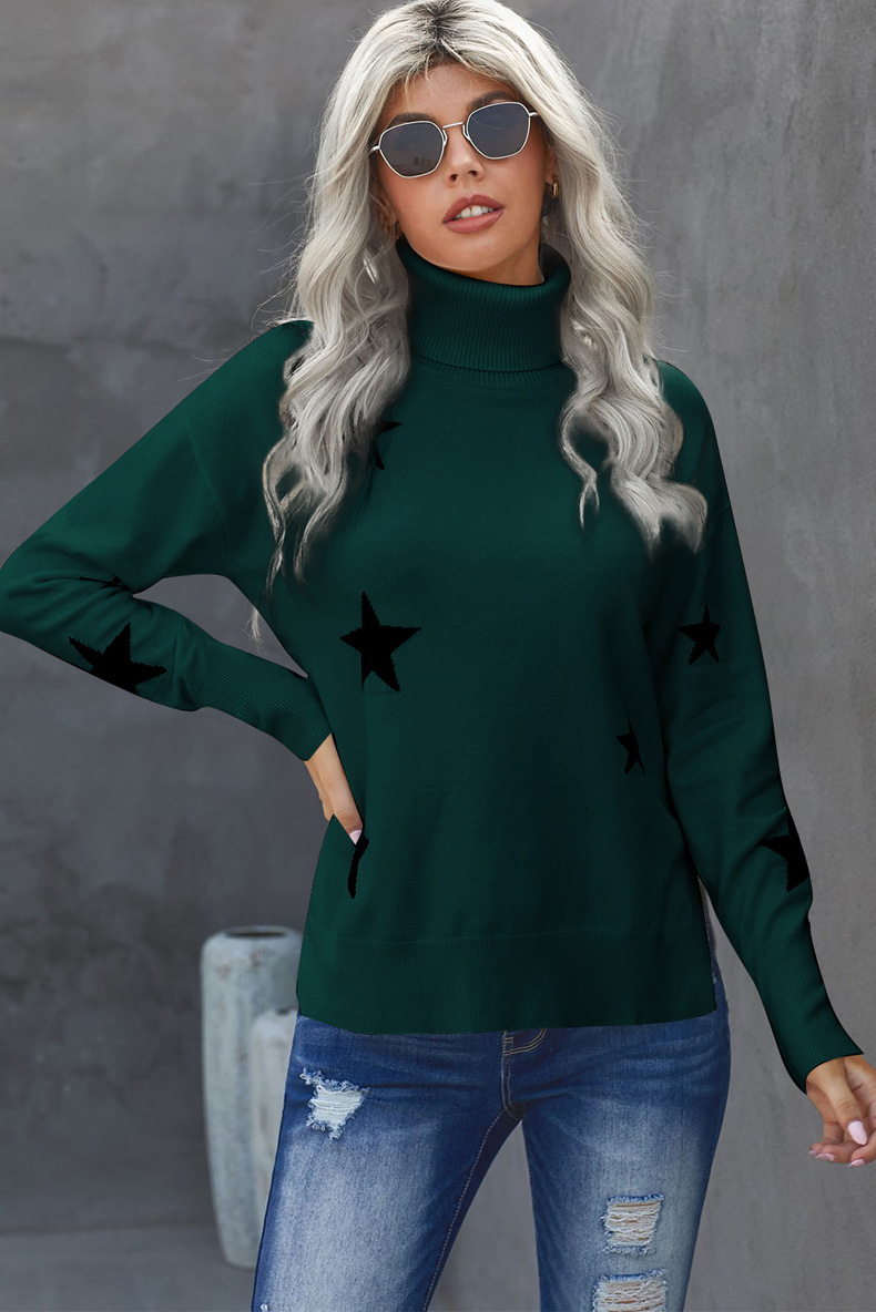 Winter turtleneck star pattern long-sleeved sweater nihaostyles wholesale clothing NSQSY87023