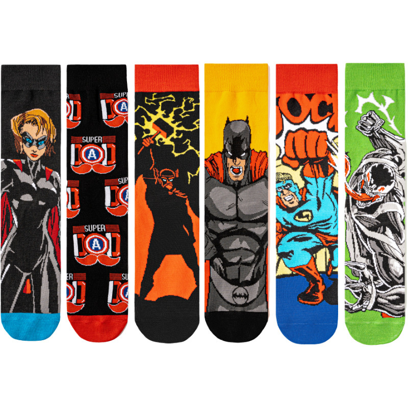 Trendy Women's Amazon Manufacturer Cotton Superman Batman Hero Venom Men's All-Season Cartoon Popular Trendy Socks Men's Socks Socks