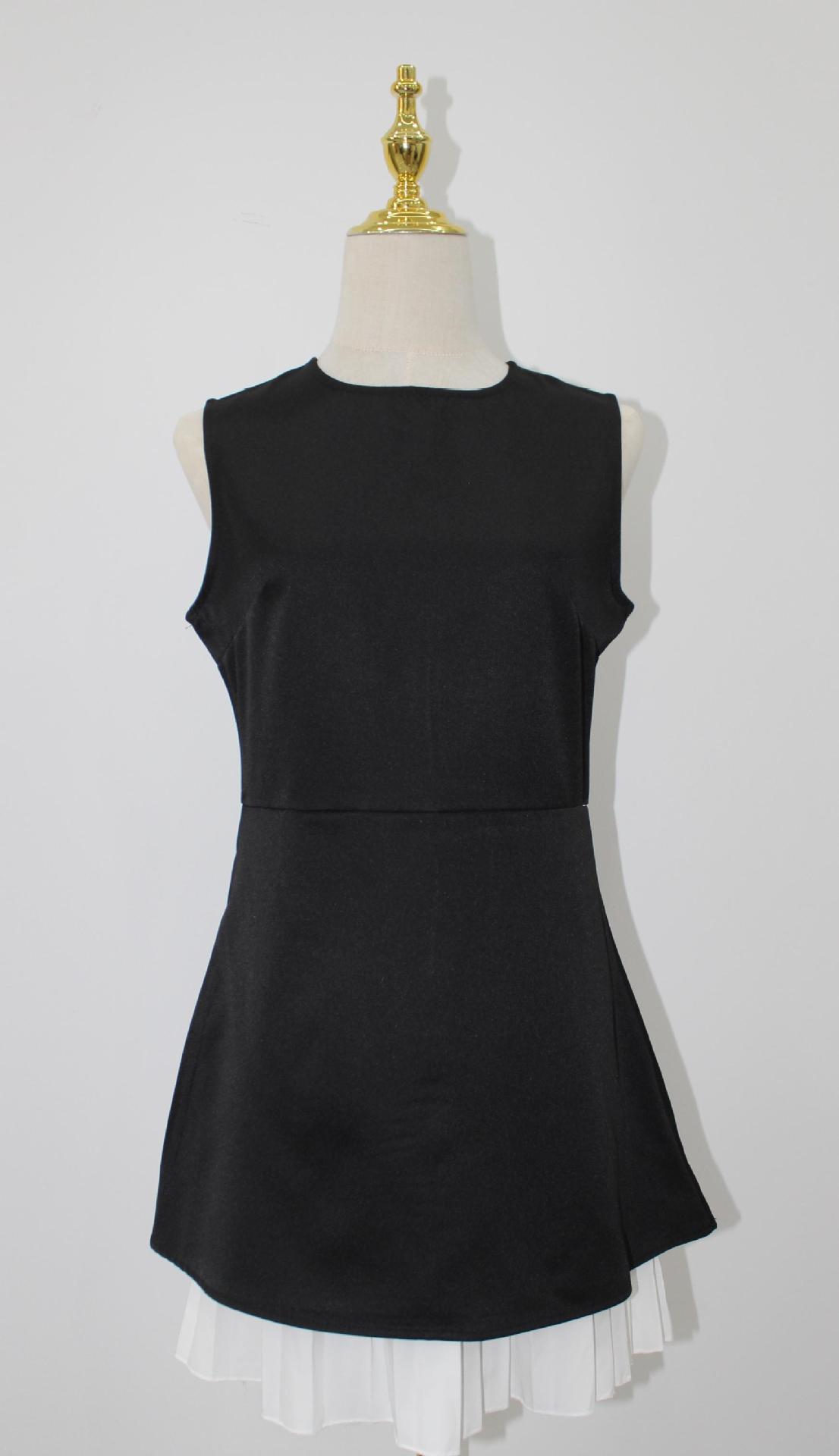 185g Weight Wholesale Women's Streetwear Contrast Binding Solid Color Holiday Banquet Selfie Round Neck Sleeveless Sheath Dress