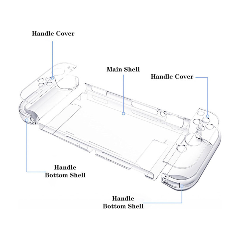 Funda protectora de carcasa de cristal transparente de Nintendo switch Funda protectora dividida para PC Funda protectora de switch