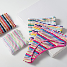 Vintage Colorful Striped Cotton Panties Colorful Strip brief