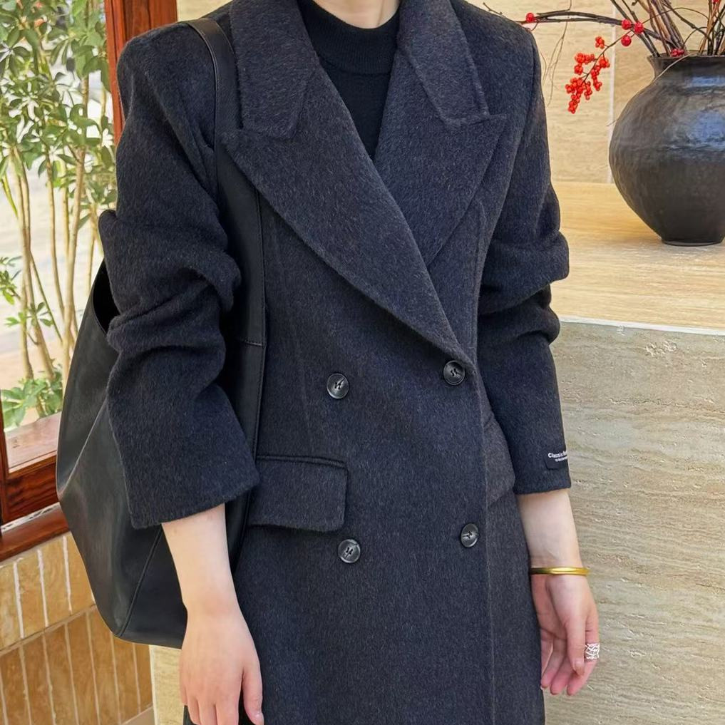 Slim Fit Lapel Collar Short Suit Right Shoulder Double-Sided Woolen Outwear for Women 2025 Autumn and Winter Elegant Woolen Outwear for Women
