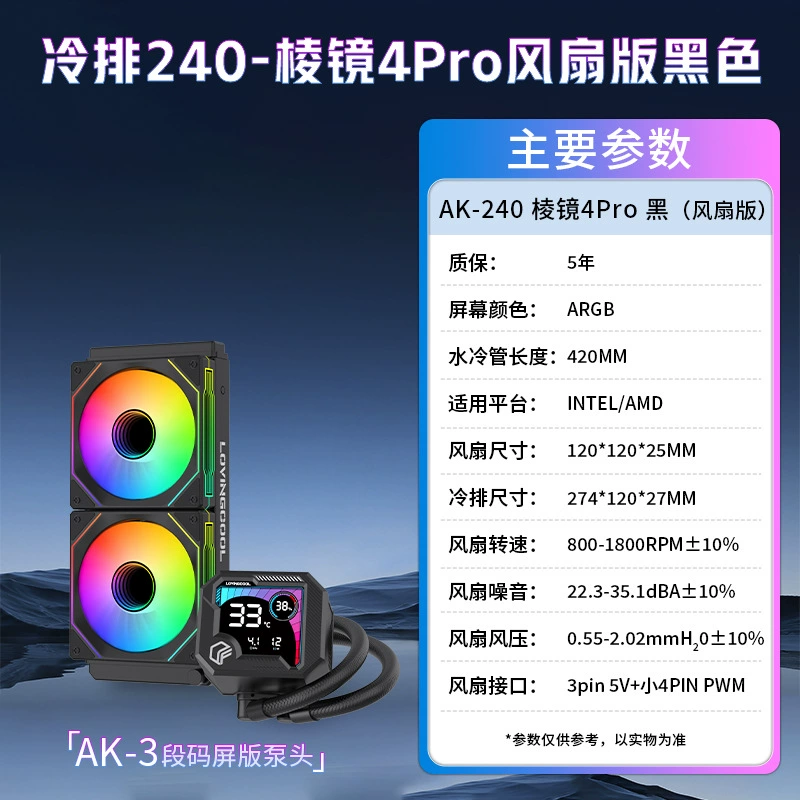 Снятый экран 360, радиатор CPU для компьютера, ARGB, интеллектуальный дисплей температуры, охлаждающий вентилятор для интегрированной системы водяного охлаждения