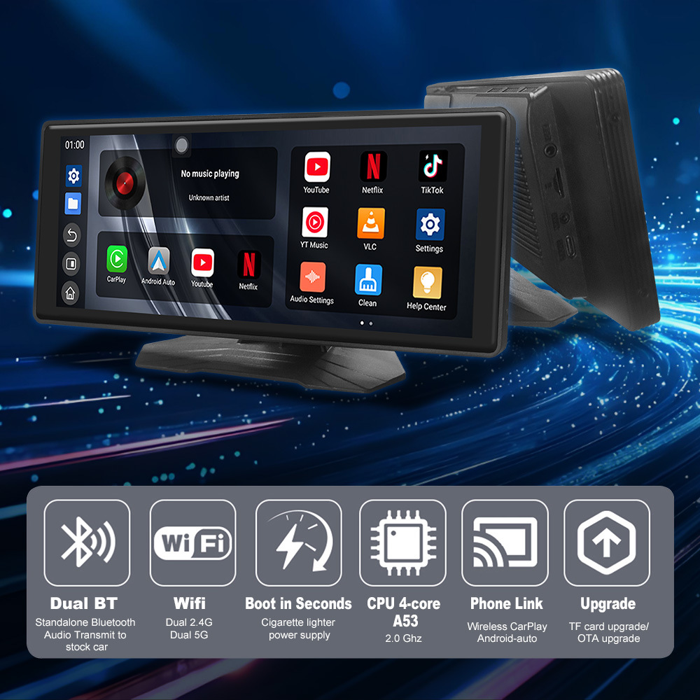 10.25inch Dual Wifi Dash Cam Wireless Carplay Smart Screen Android Car Navigation System