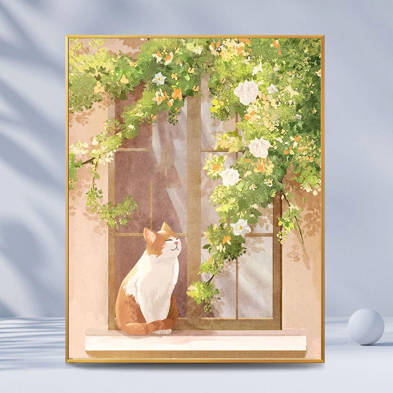 number Oil Painting diy Filling Oil painting manual Coloring Cure kitten decompression Decorative painting