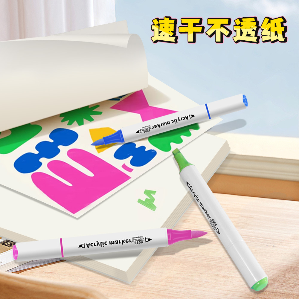 Pequeño libro rojo venta caliente doble cabeza acrílico marcador de lápiz impermeable rápido secado pintura infantil lápiz de graffiti fábrica de lápiz de acuarela de cabeza suave