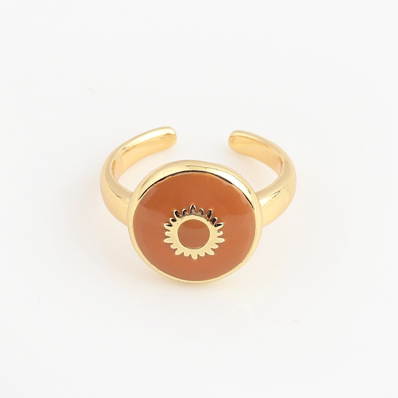 Retro Round Moon Lightning Copper Rings Plating Copper Rings