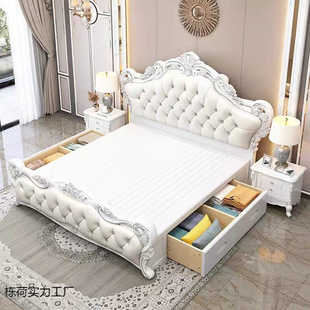 European Bed Double 1.8x 2 m Bed Master Bedroom Modern Simple Bed 1.5 m Home Bed White American Princess Bed