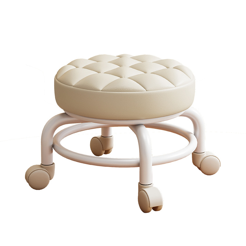 Rueda universal taburete bajo pequeño con artefacto de bebé, hermosa costura, simple celebridad de Internet, taburete redondo pequeño, rueda silenciosa, taburete de polea para niños, taburete para zapatos