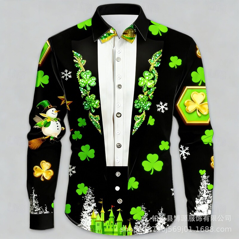 Men's Santa Claus Long Sleeve Shirt, Christmas Tree Pattern 3D Printed Shirt, Unisex Fashion Hawaiian Shirt Men's Santa Claus Long Sleeve Shirt, Christmas Tree Pattern 3D Printed Shirt, Unisex Fashion Hawaiian Shirt