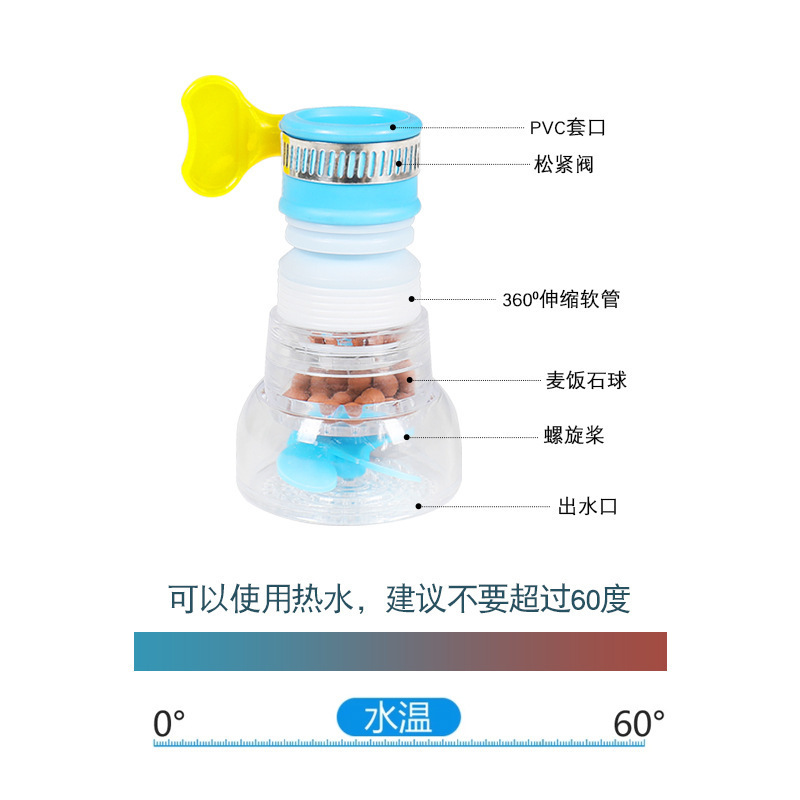 Extensor de filtro de grifo de cocina, purificador de agua del grifo doméstico, filtro de boquilla anti-splash, purificador de artefactos