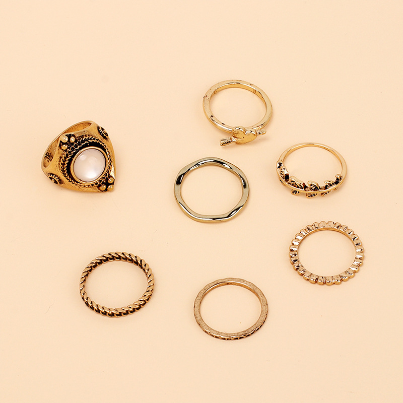 Fashion Personality Niche Design Sense Index Finger Joint Ring Retro Ring Combination Set Wholesale display picture 6