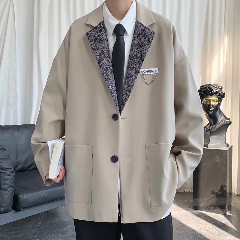 Chaqueta de traje femenino 2024 caqui diseño retro sentido nicho coreano suelto traje de hombre otoño e invierno