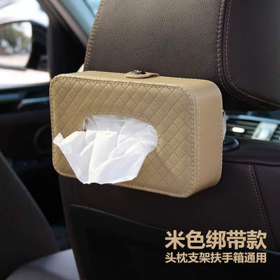 Visor Tissue Box, Car tissue box/set - give-paper-towels-plaid-tissue-box-beige-strap-style