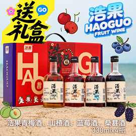 浩果330ml12度果酒礼盒酒水饮料果酒青梅酒蓝莓酒山楂酒桑葚酒