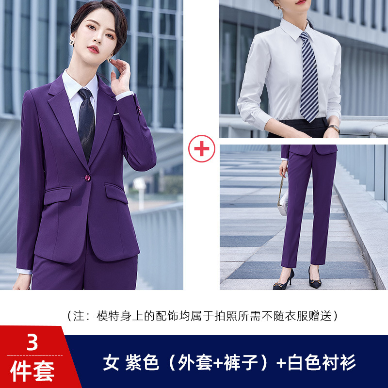 Women's purple (coat + pants) + white shirt