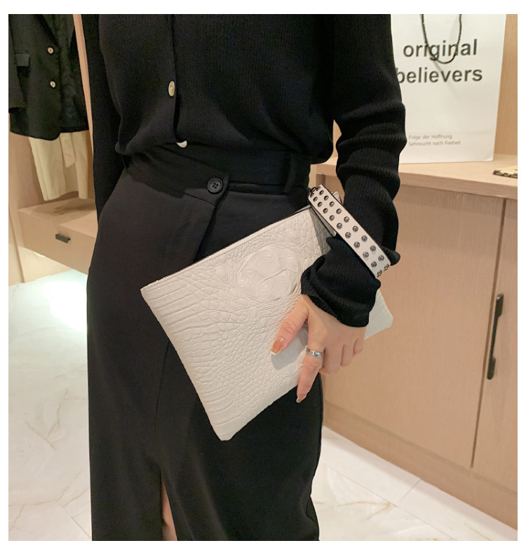 315g Weight Nylon Lining Material Zipper Closure Type Single Shoulder Strap Strap Type Clutch Bag Bags Type Business Occasion Pu Leather Material Solid Color Pattern All Seasons Season Women's Gender Business Style Medium Size Women's Medium Pu Leather Solid Color Business Zipper Clutch Bag 13