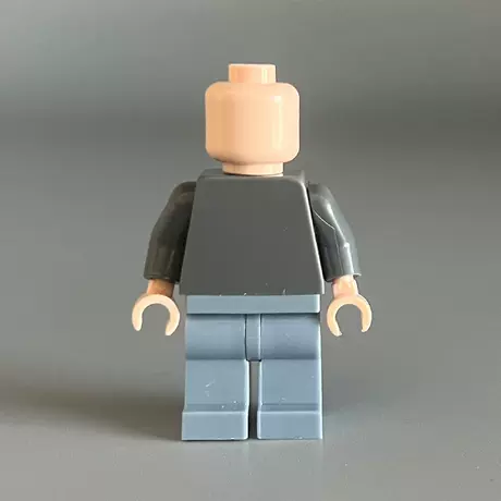 Body minifigure-dark gray upper and lower light blue
