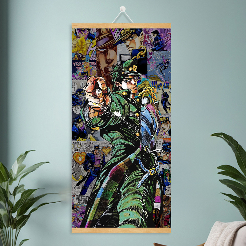 JOJOの奇妙な冒険空条承太郎diy周辺実木掛け画客間玄関電気時計箱装飾画|undefined