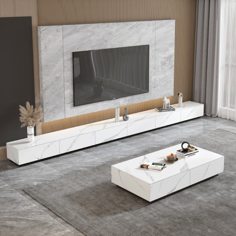 地台电视柜极简亮光岩板电视柜茶几定作小户型客厅现代简约机柜