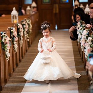 Europe and the United States cross-border children's birthday princess dress flower girl dress bow children's wedding party dress puffy gauze skirt