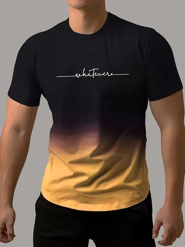 2025 Foreign Trade Simple Gradient 3D Printed Short-Sleeved T-Shirt—Hot-Selling European and American Cross-Border Breathable Men’s Clothing—Factory Direct Sales
