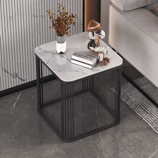 Italian Minimalist Light Luxury Corner Table Modern Simple Balcony Small Coffee Table Slate Small Square Table Sofa Side Cabinet Living Room
