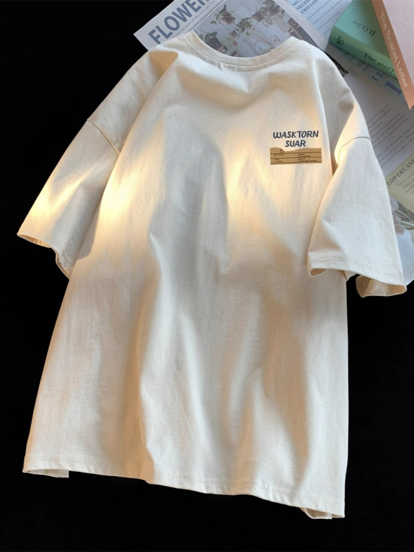 高品質綿半袖 Tシャツメンズ 2025 夏の新ファッションブランド ins 学生ルーズカジュアルヘビーウェイト半袖 T|undefined