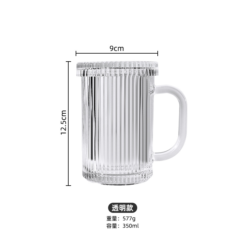 Inswind vertical taza de vidrio con tapa mango taza de menú taza de agua de alto valor de cara taza de desayuno de leche taza de bebida