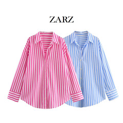 ZARZ自作欧米風新型女装クラシックファッション百合縞ゆるいシャツ8372056