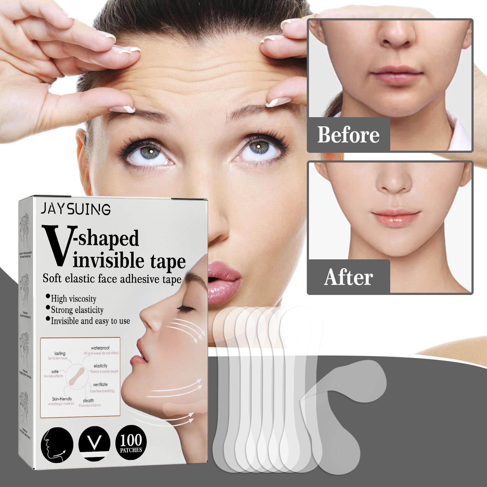 V- Tira Dressing Face stickers Desalination Fine lines Tira compact chin muscle Shaping Patch Shrink
