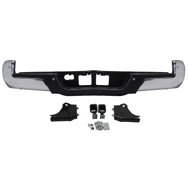 Adecuado para modelos Toyota Tacoma 16-20, conjunto de parachoques trasero cromado original con orificio para radar.