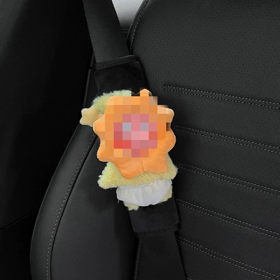 Car Seatbelt Shoulder Pad Protector, Plush, High-End Feel, Cute for Girls, New 2026 Car Interior Decoration, Niche (Seat belt shoulder pad) - little-sun-black-velvet-shoulder-pad-single