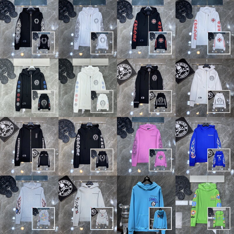 In-Stock Real Photos Trendy Brand Cross Hooded Sweatshirt Cross-Border Loose Unisex Zip Hoodie Collection