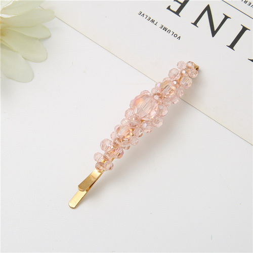 Simple Korean Instagram Crystal Hair Clip with Fish Line Braiding and Spring Clip, Trendy Hair Accessory for Girls