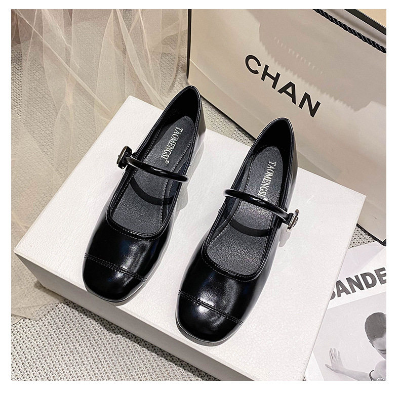 Giày Mary Jane nữ mũi vuông miệng nông, đế bằng mềm, gót trong 3–6 cm — Bạc (kiểu đế bệt), Bạc (tăng bên trong), Màu trắng (kiểu đế bằng), Màu trắng (tăng bên trong) chi tiết 31