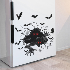 新halloween073破牆紅眼骷髏蝙蝠蜘蛛家居背景地面牆面裝飾自粘貼