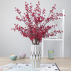High-fidelity holly Christmas fruit high-fidelity mimosa bean factory supply wedding artificial flower berry fortune red fruit 