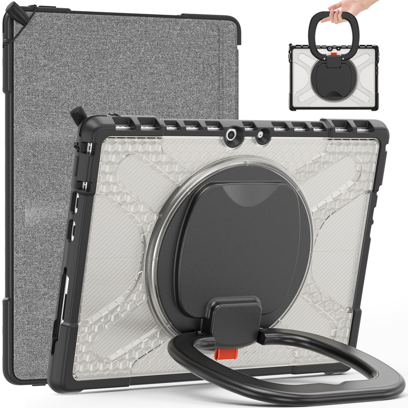 For Microsoft Surface Pro8 Tablet Case Portable Rotating Bracket Silicone All-inclusive Three-proof Protective Case